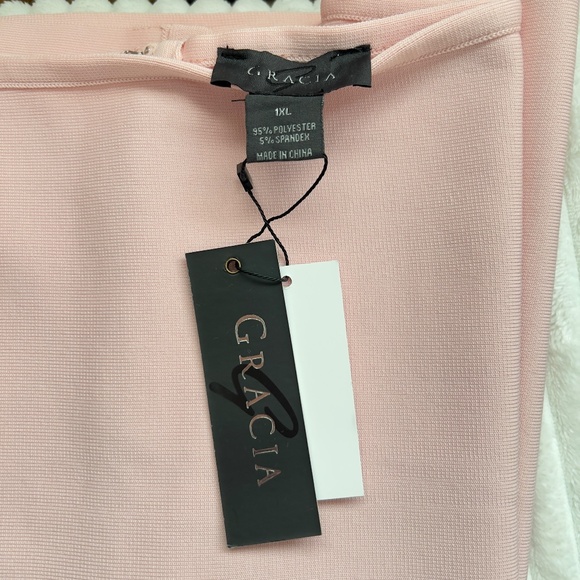 A060 Gracia QuietLuxury OfficeChic High-Waist Pink Pencil Skirt 1XL NWT - Picture 5 of 5